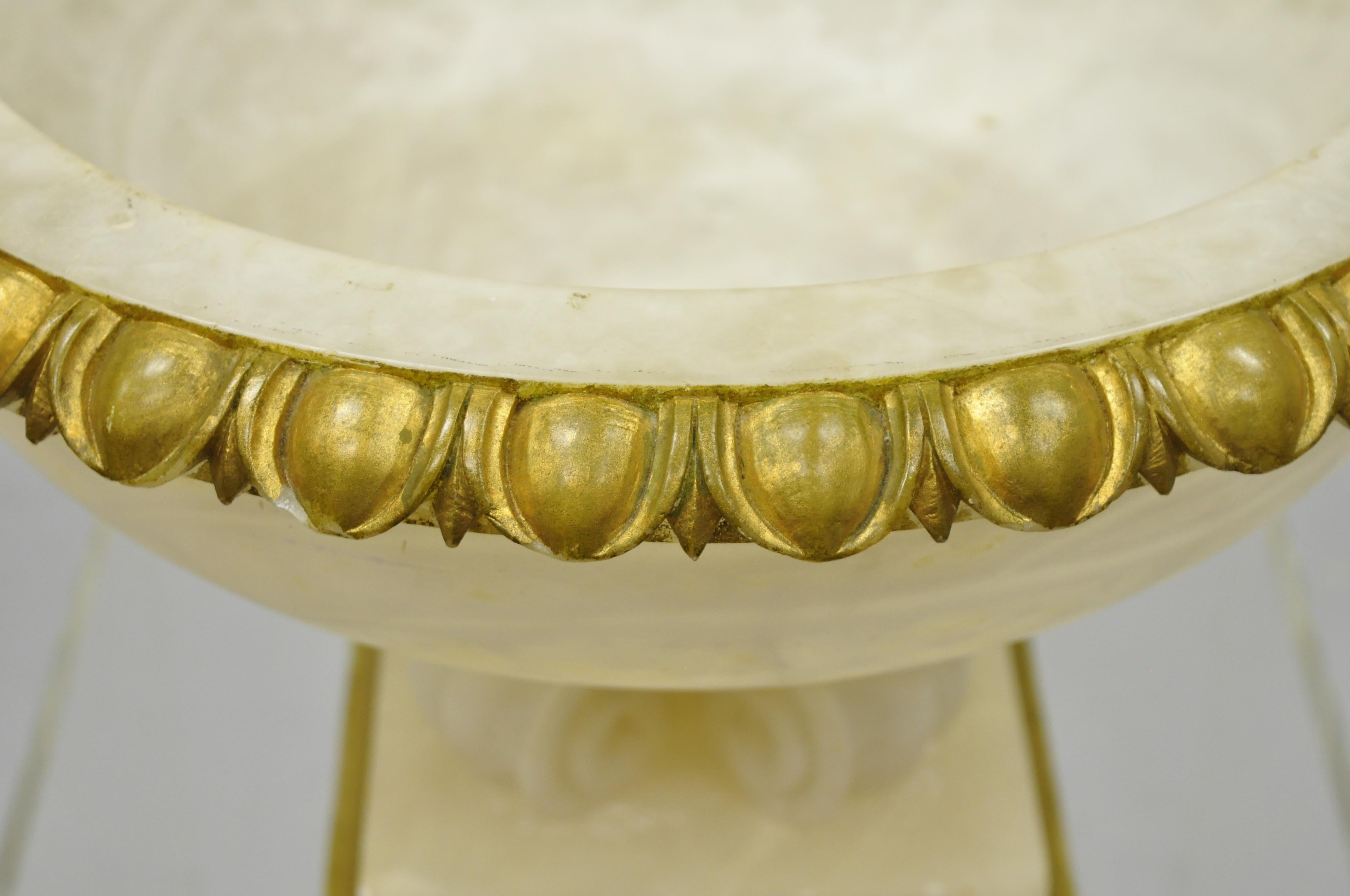 Neoclassical Antique French Carved Alabaster Large Table Centerpiece Center Fruit Bowl