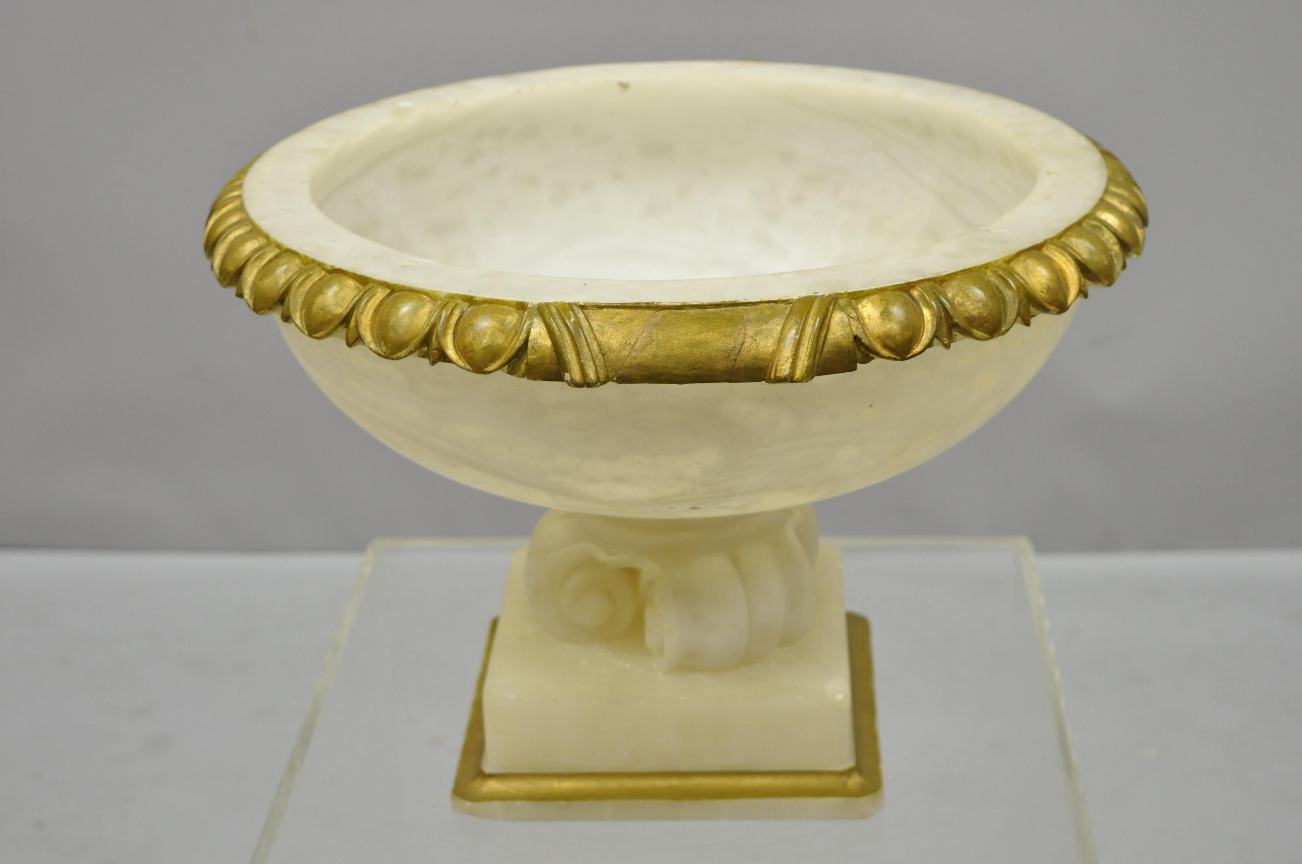 Antique French Carved Alabaster Large Table Centerpiece Center Fruit Bowl In Good Condition In Philadelphia, PA