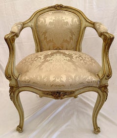 Antique French Carved and Gilded Wood Boudoir Chair, Circa 1900-1910.