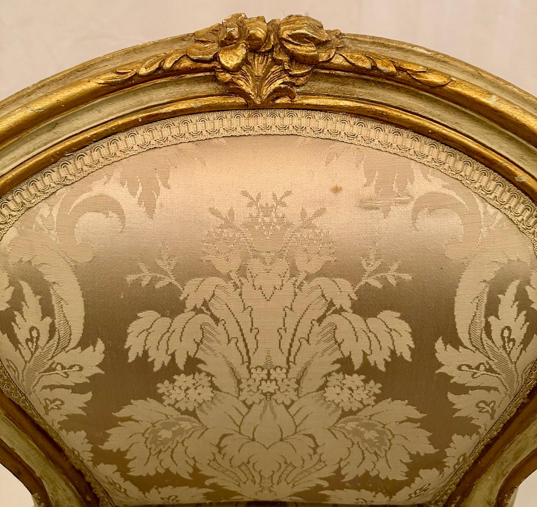 Antique French Carved and Gilded Wood Boudoir Chair, Circa 1900-1910. For Sale 1