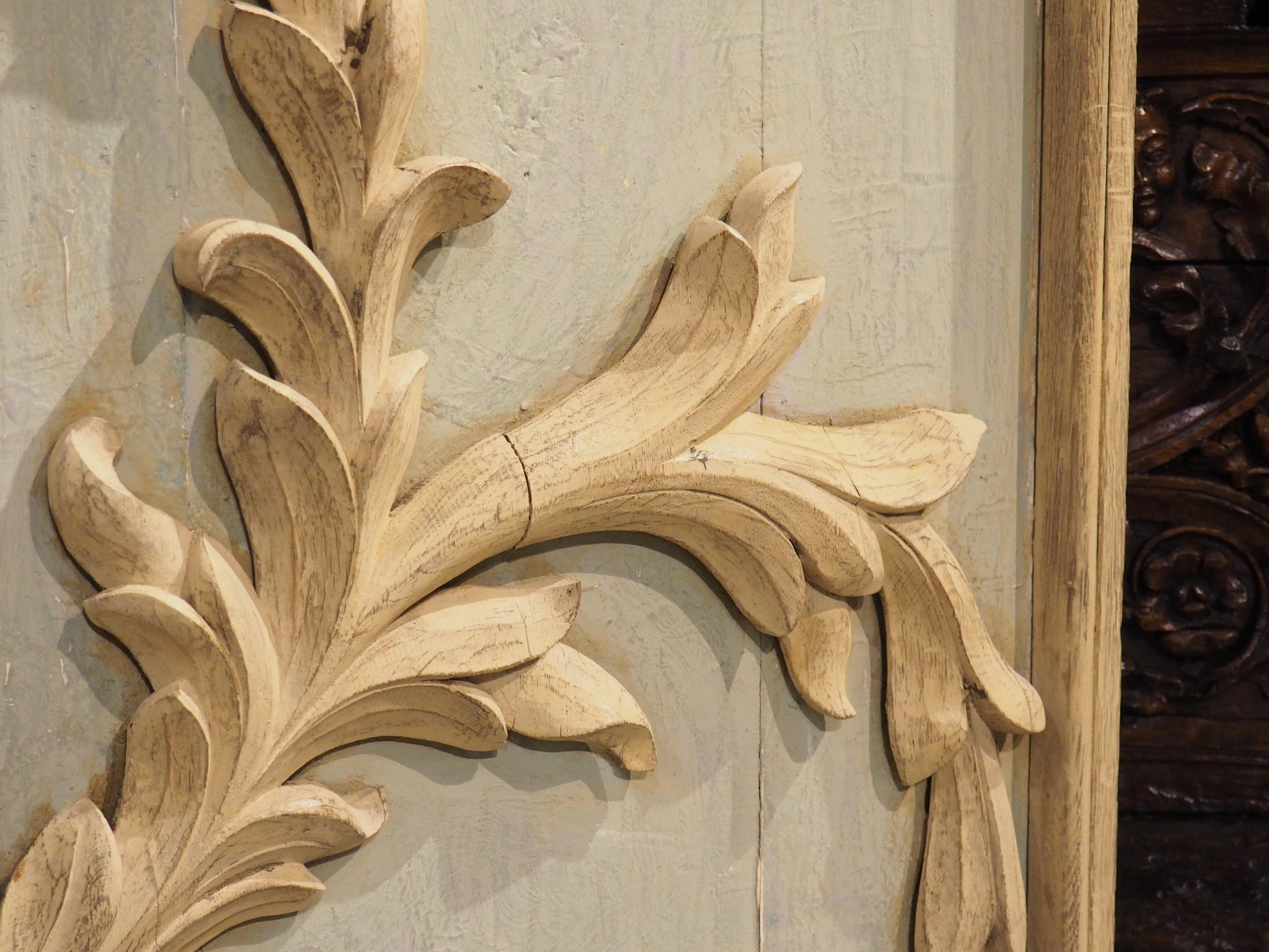 Antique French Carved and Painted Louis XVI Style Panel, Circa 1870 For Sale 5