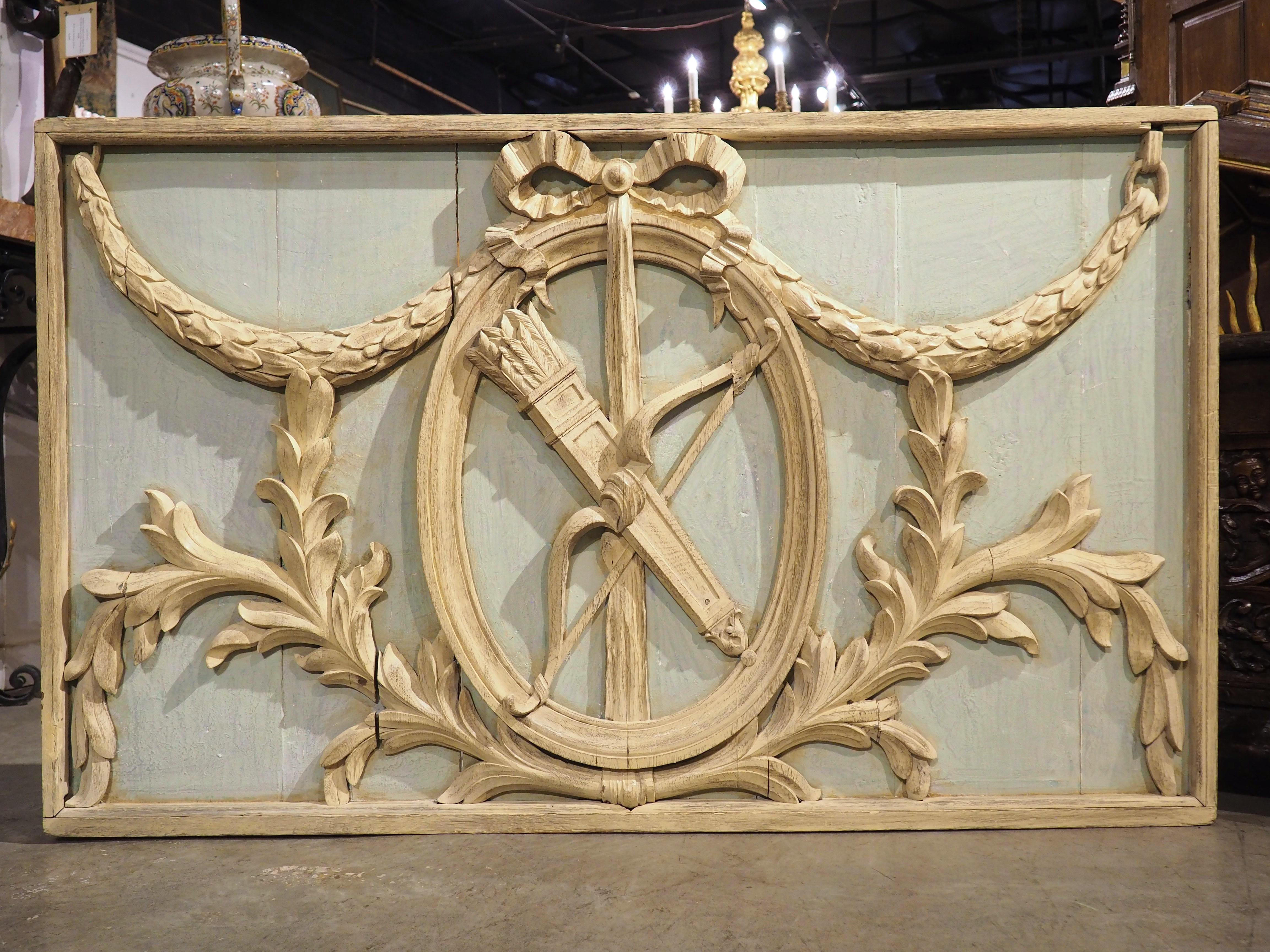 Antique French Carved and Painted Louis XVI Style Panel, Circa 1870 For Sale 12