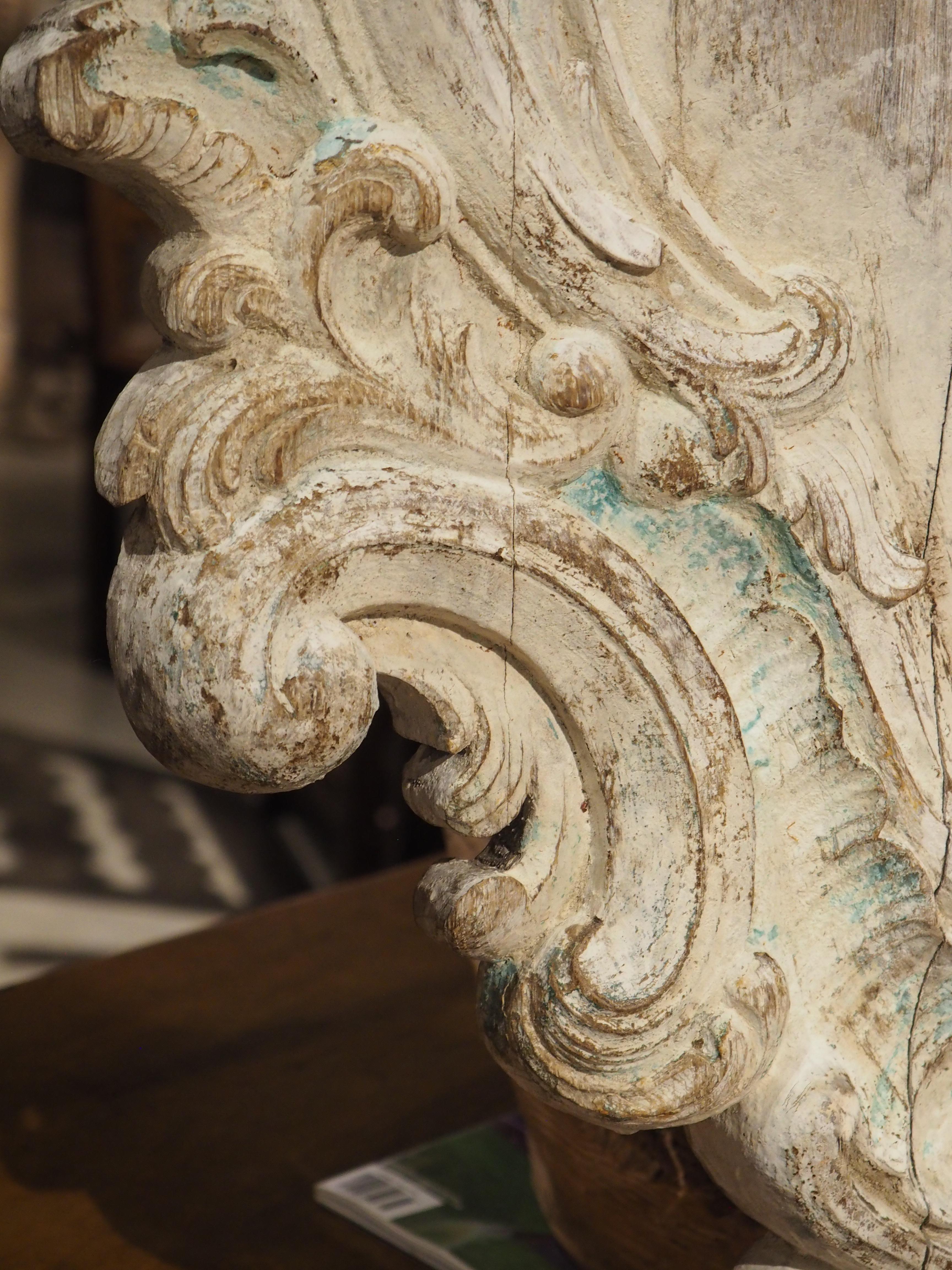 Antique French Carved and Painted Oak Ecusson Panel, Mitre and Crozier, 19th C. For Sale 6