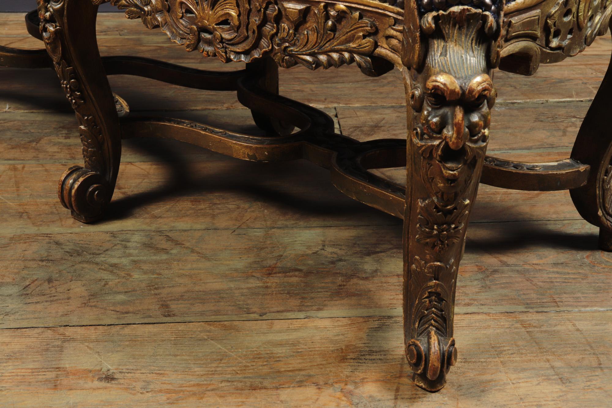 Antique French Carved and Parcel Gilt Long Stool, c1860 4