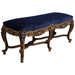 Antique French Carved and Parcel Gilt Long Stool, circa 1860