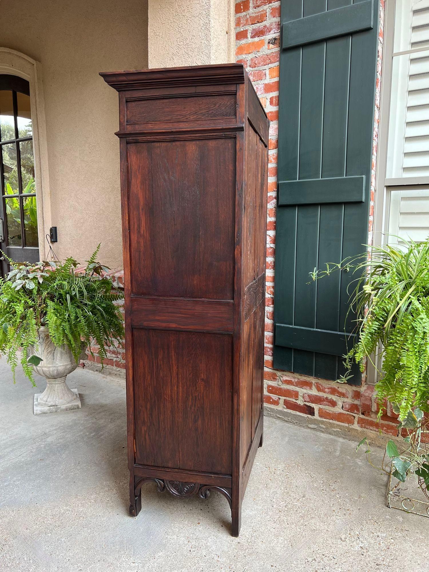 Antique French Carved Bonnetiere Armoire Cabinet Brittany Breton Ship Spindle For Sale 4