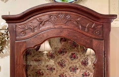 Antique French Carved "Bonnetiere" Cabinet with Glass Front, Circa 1895-1910.