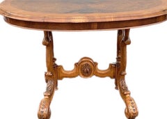Antique French Carved Burl Walnut Oval Table