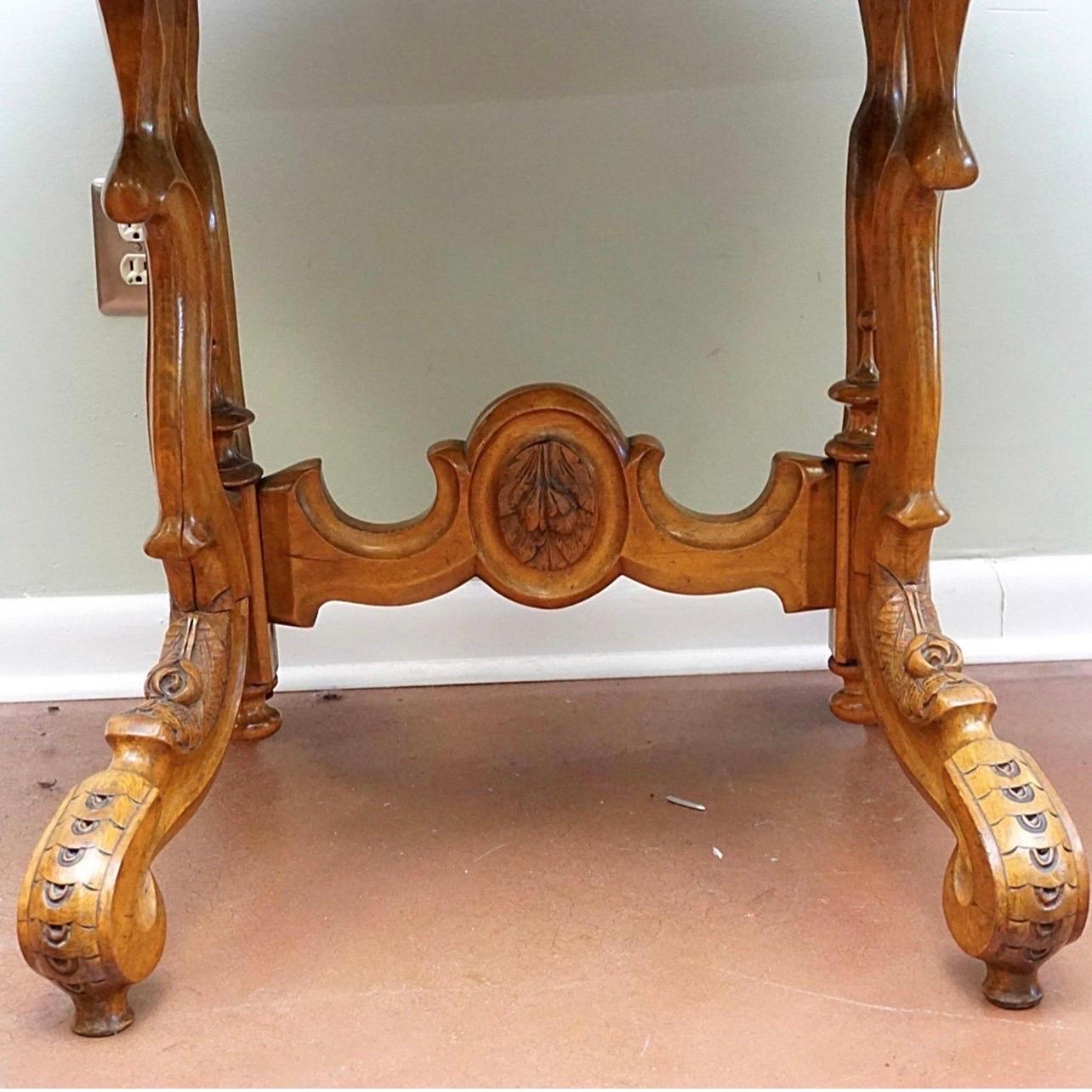 Antique French Carved Burl Walnut Oval Table For Sale 1
