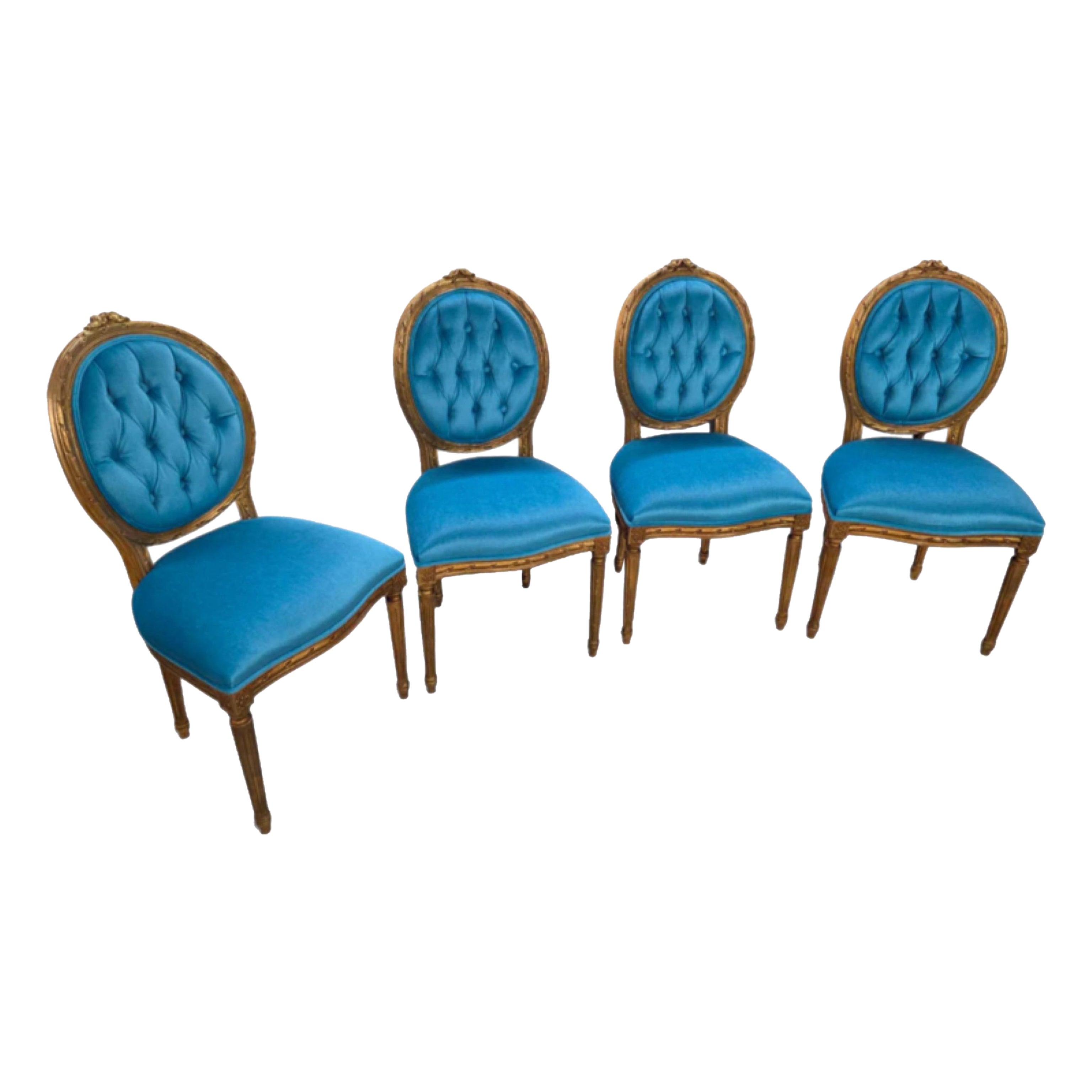 Antique French Carved Chairs Newly Reupholstered - Set of 4