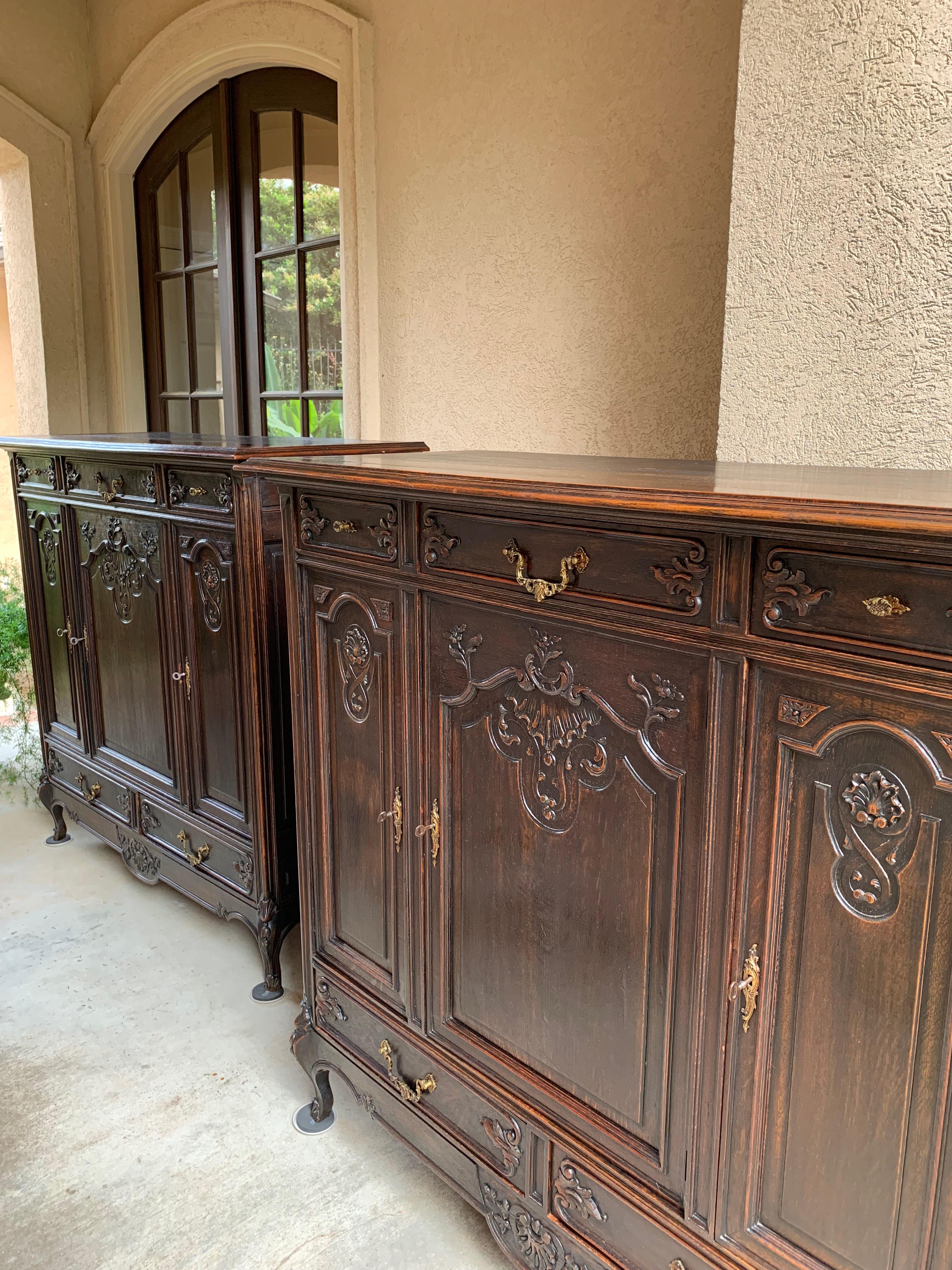 Antique French Carved Dark Oak Sideboard Dresser Cabinet Louis XV Style 'B' 1