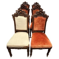 Antique French Carved Dolphin Dining Chairs set 6