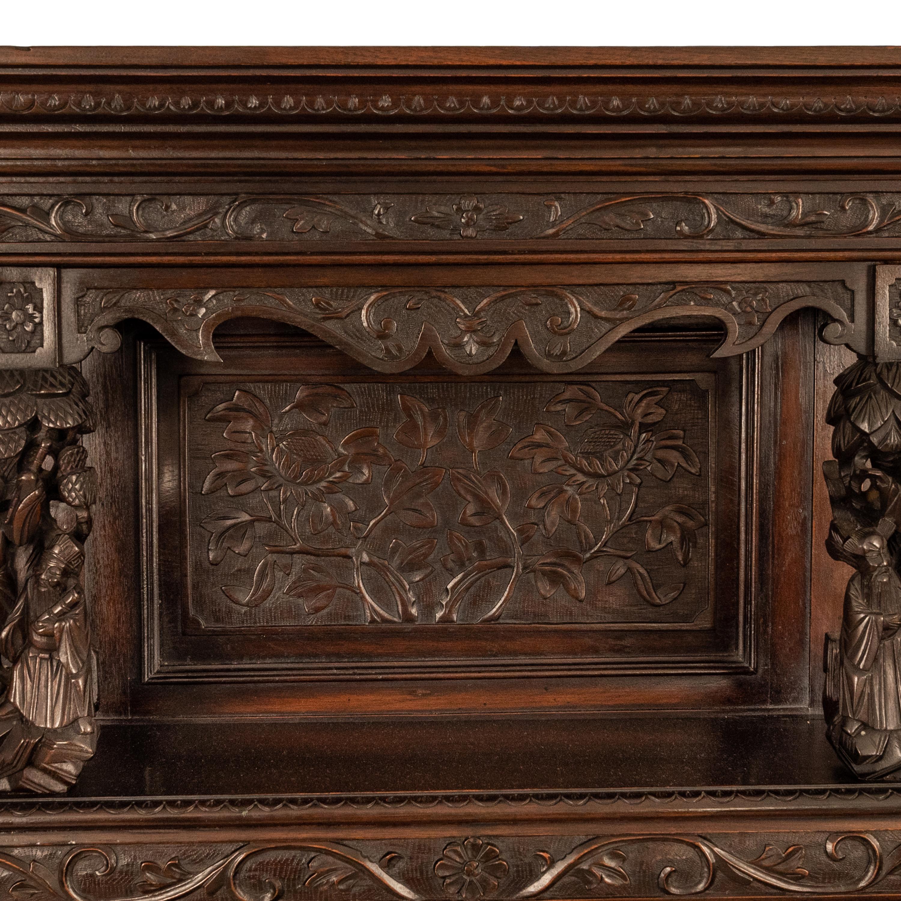 Antique French Carved Etagere Buffet Sideboard Chinoiserie Japanoise Style, 1875 4