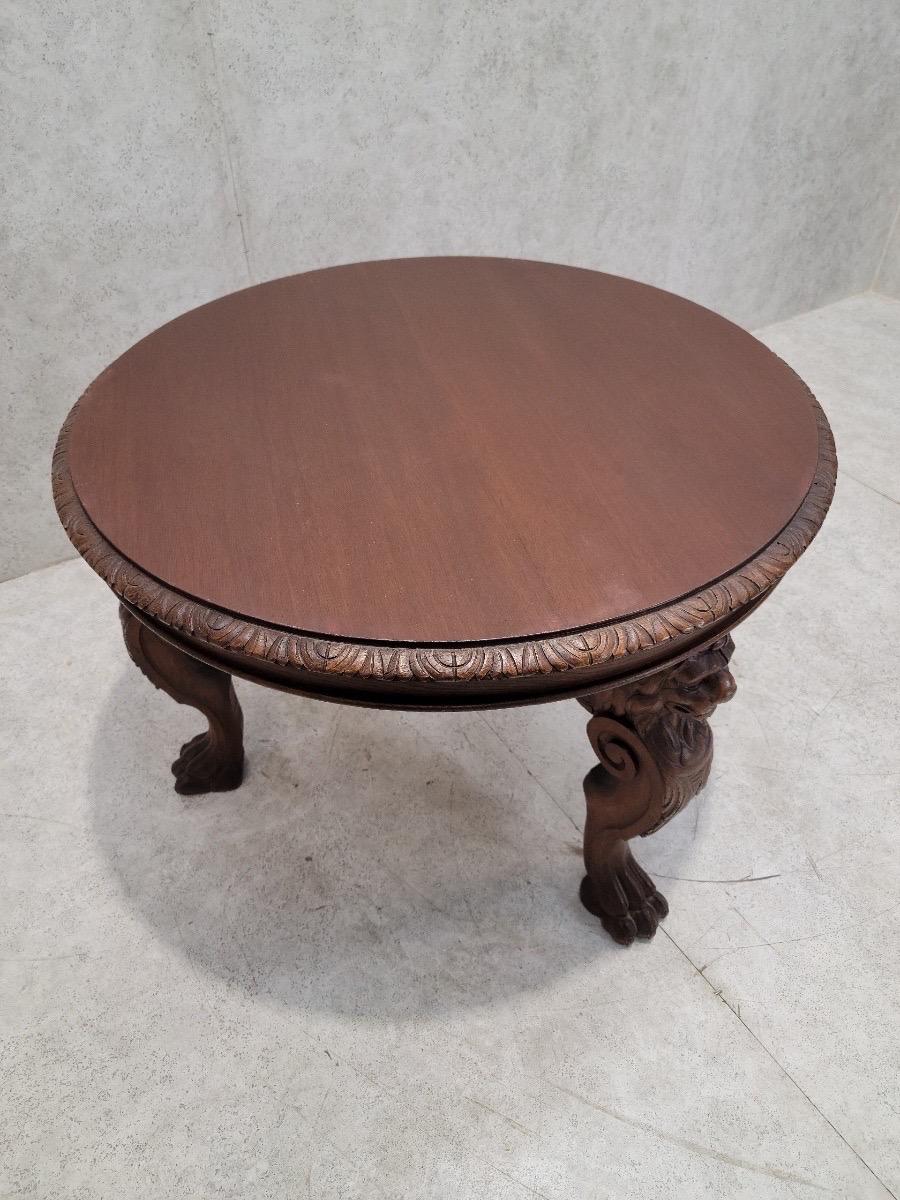 Antique French Carved Figural Oak Entry Table For Sale 3