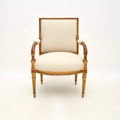 Antique French Carved Gilt Wood Armchair