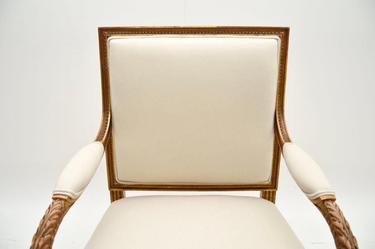Antique French Carved Gilt Wood Armchair For Sale 1