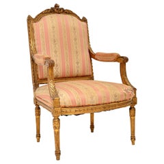 Antique French Carved Giltwood Armchair