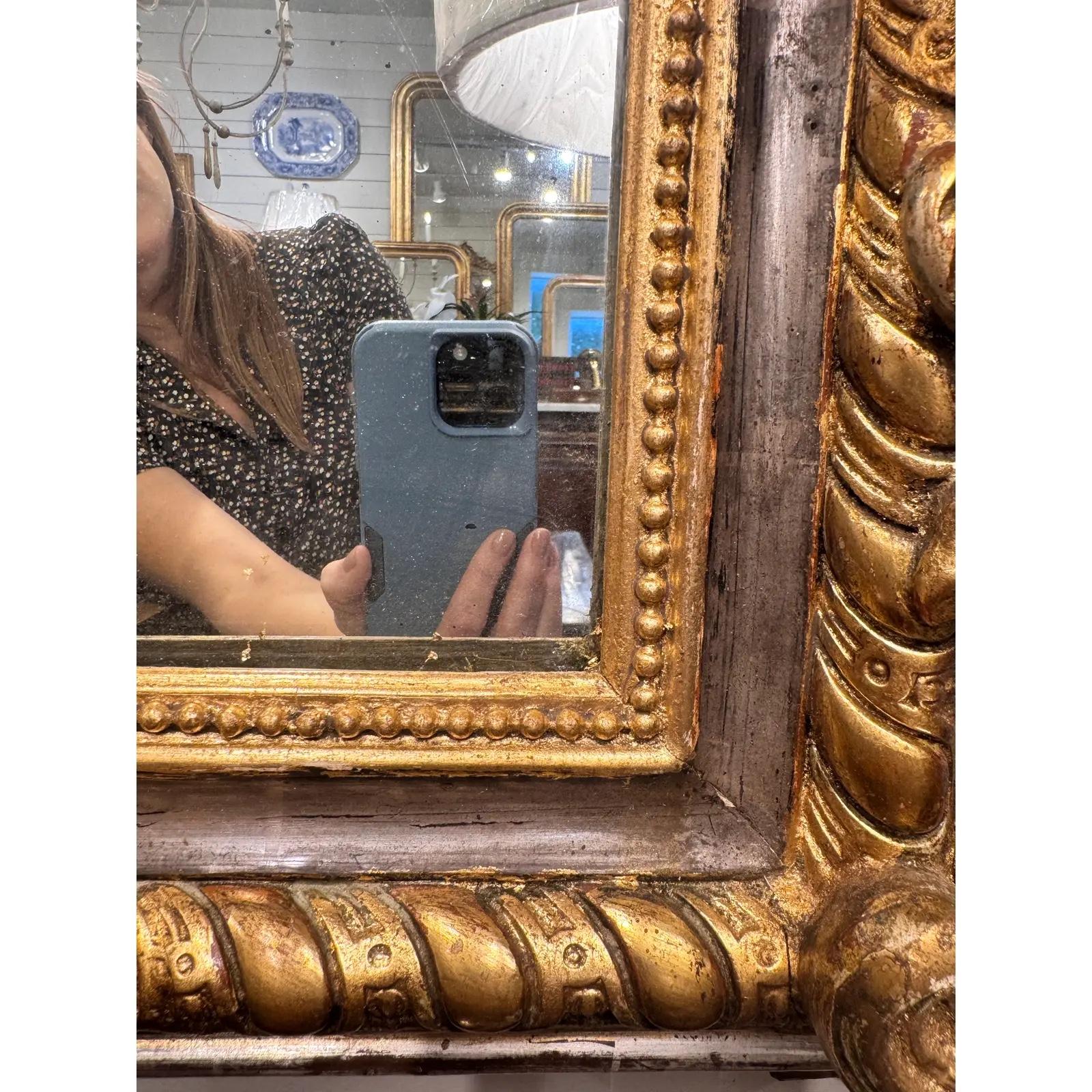 Antique French Carved Gilt Wood Mirror For Sale 3