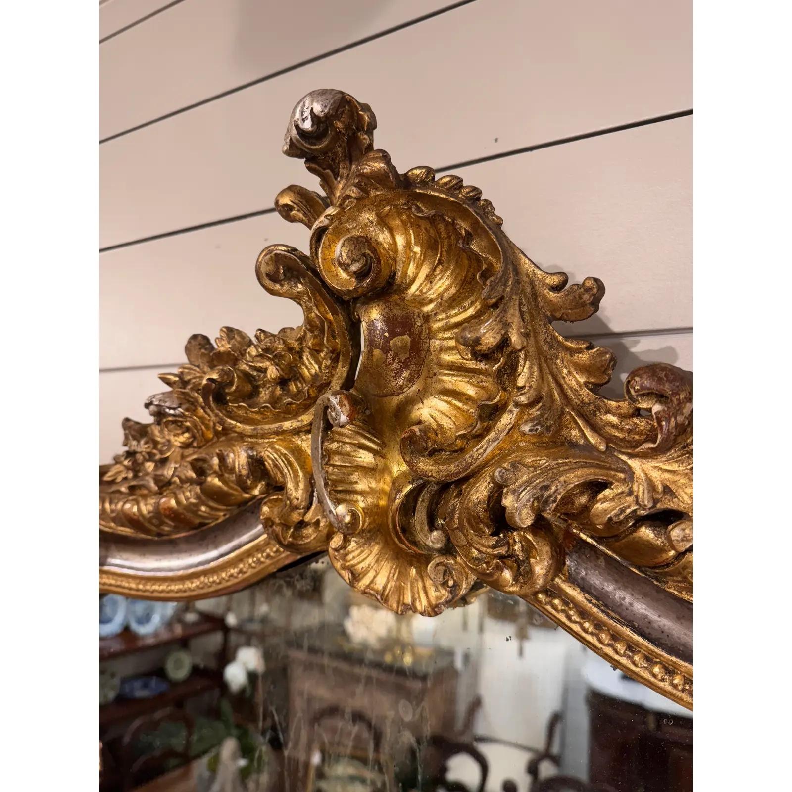 Antique French Carved Gilt Wood Mirror For Sale 5