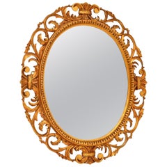 Antique French, specchio in legno intagliato e dorato