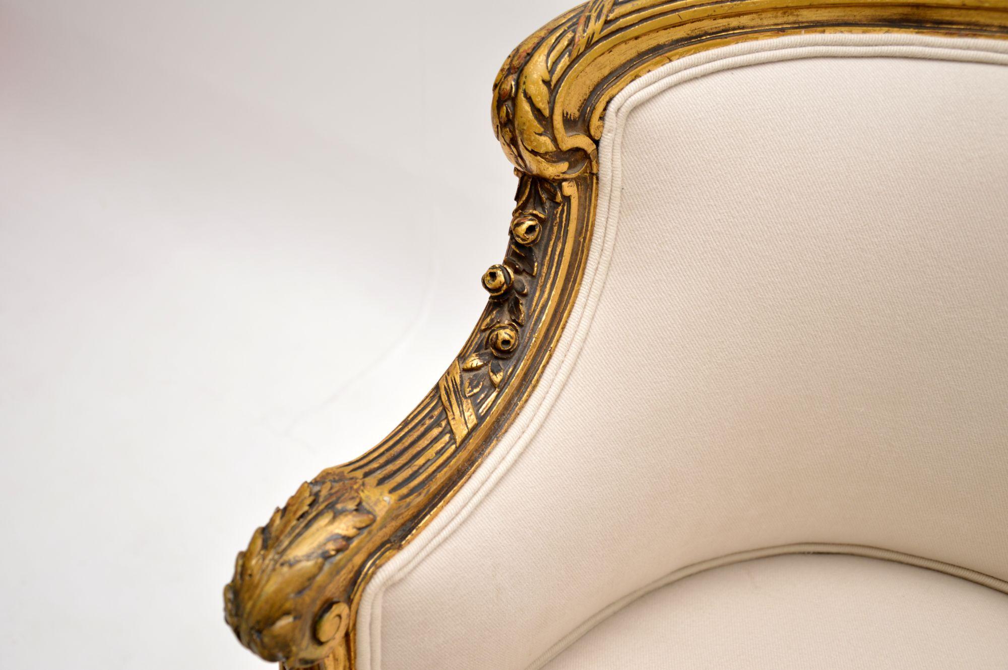 Antique French Carved Giltwood Settee For Sale 3