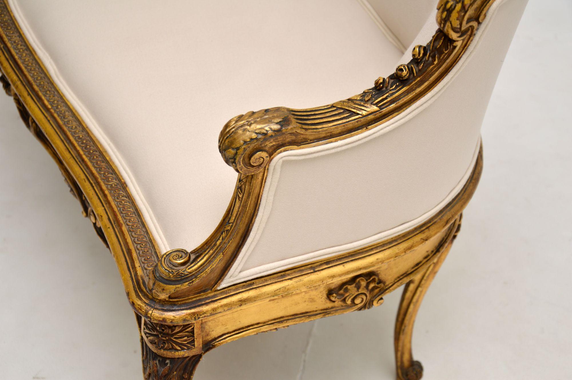 Antique French Carved Giltwood Settee For Sale 6