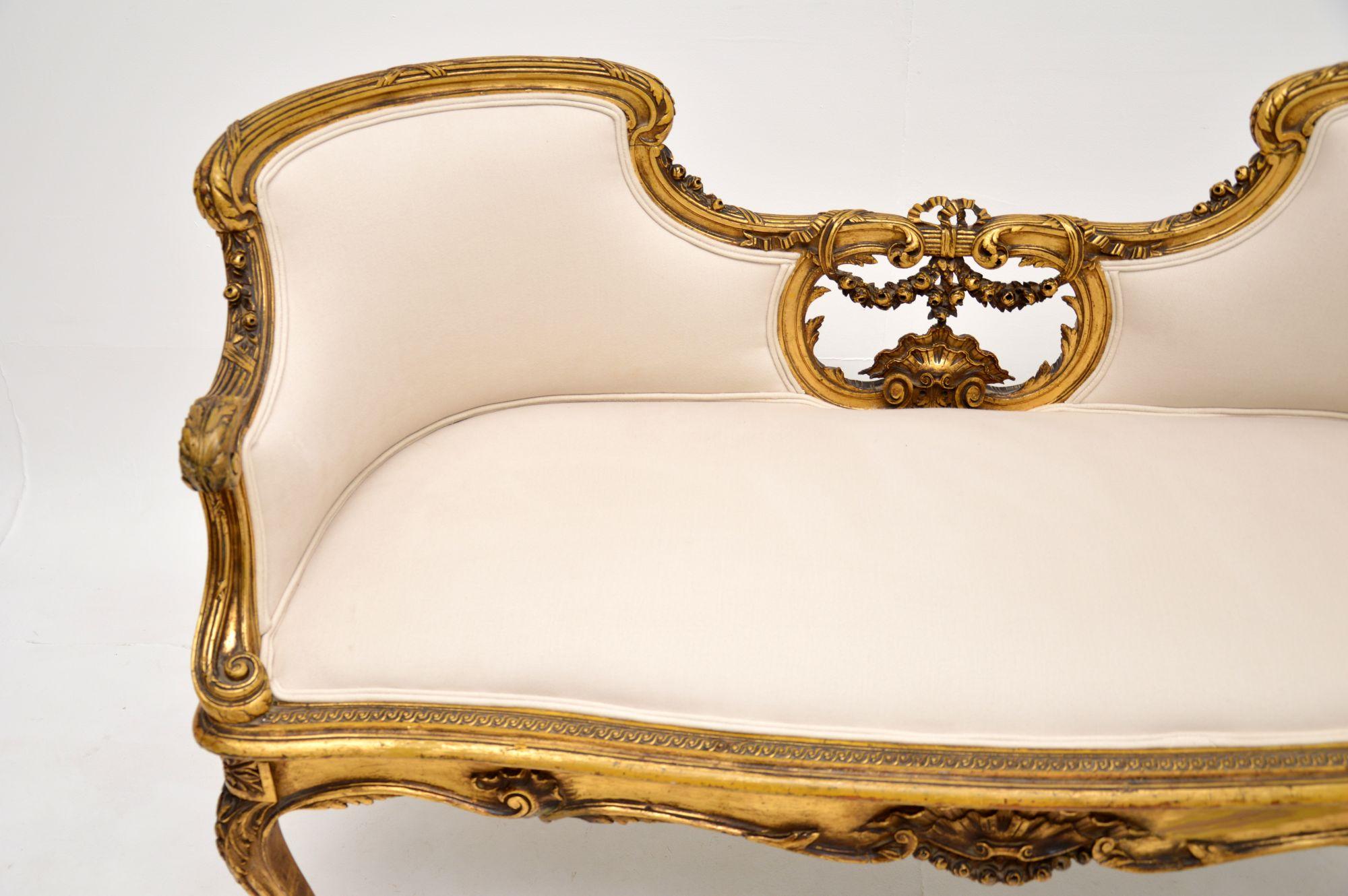 Antique French Carved Giltwood Settee In Good Condition For Sale In London, GB