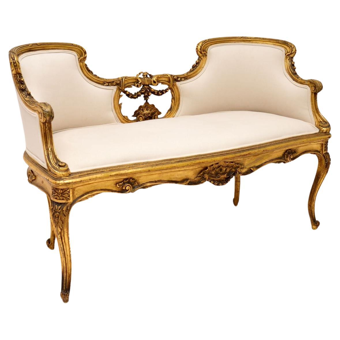 Antique French Carved Gilt Wood Settee