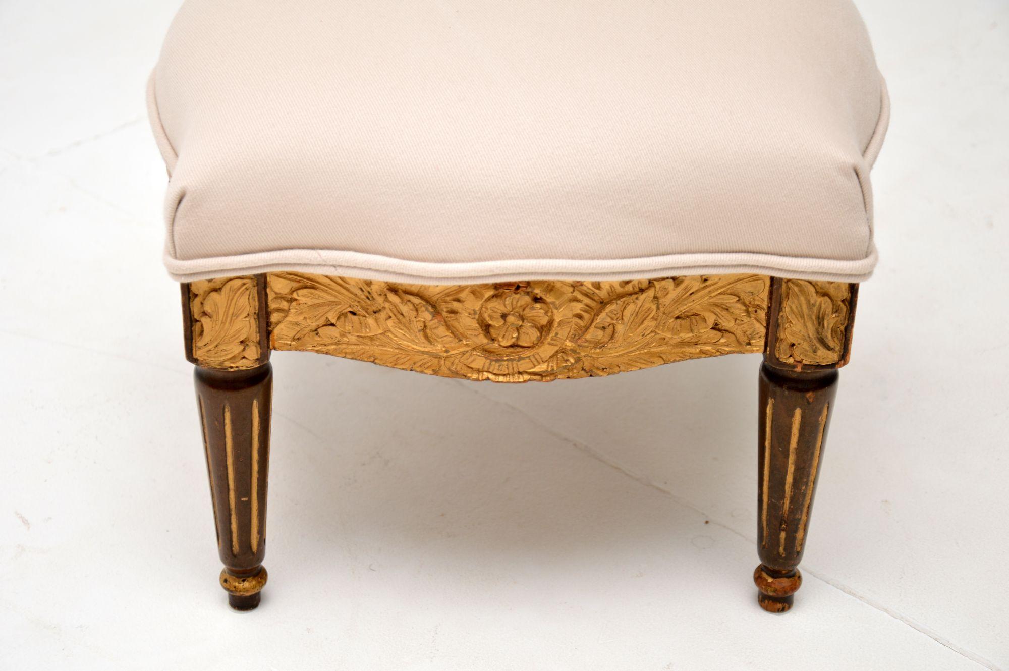 Giltwood Antique French Carved Gilt Wood Stool