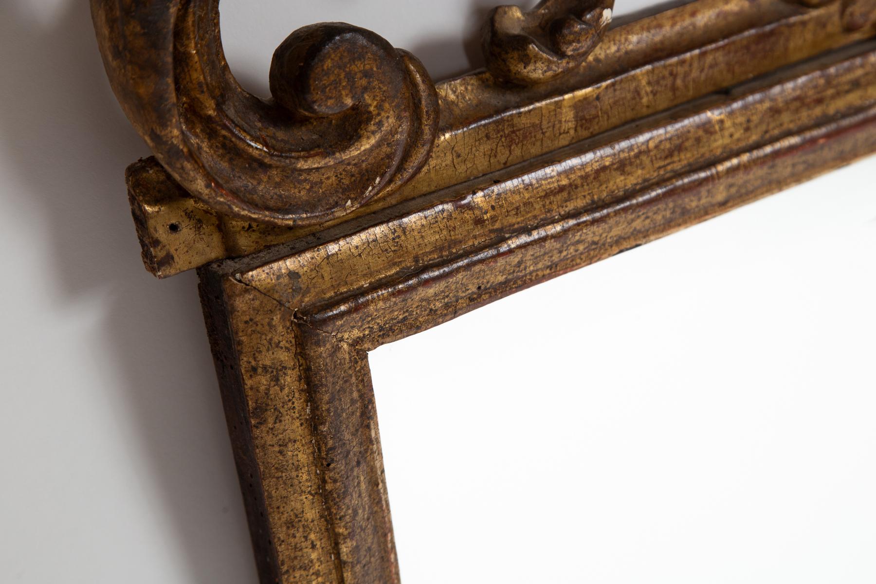 Bois doré Antique French French Giltwood Carved Marriage Mirror, early 19th Century en vente