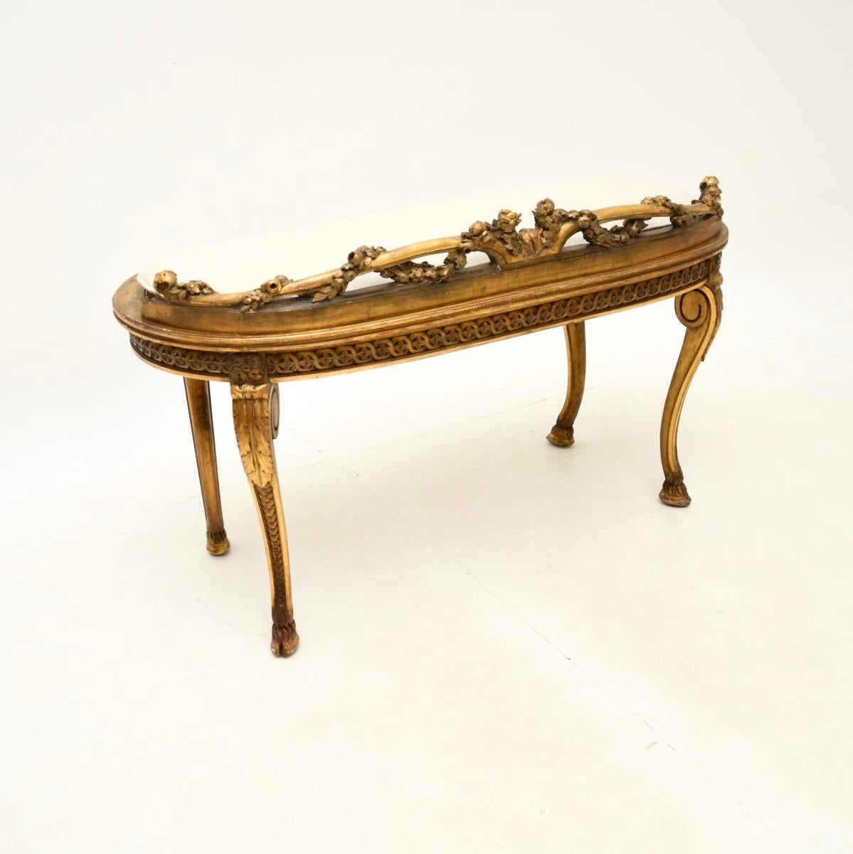 Fine XIX secolo Sgabello francese antico in legno dorato intagliato in vendita