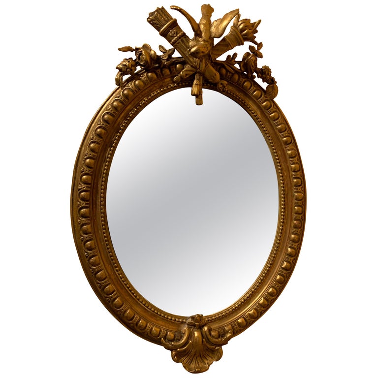 Antique French Carved Gold Leaf Mirror For Sale at 1stDibs