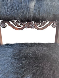 Antique French French Carved Hall Chair With Lion Head Arms