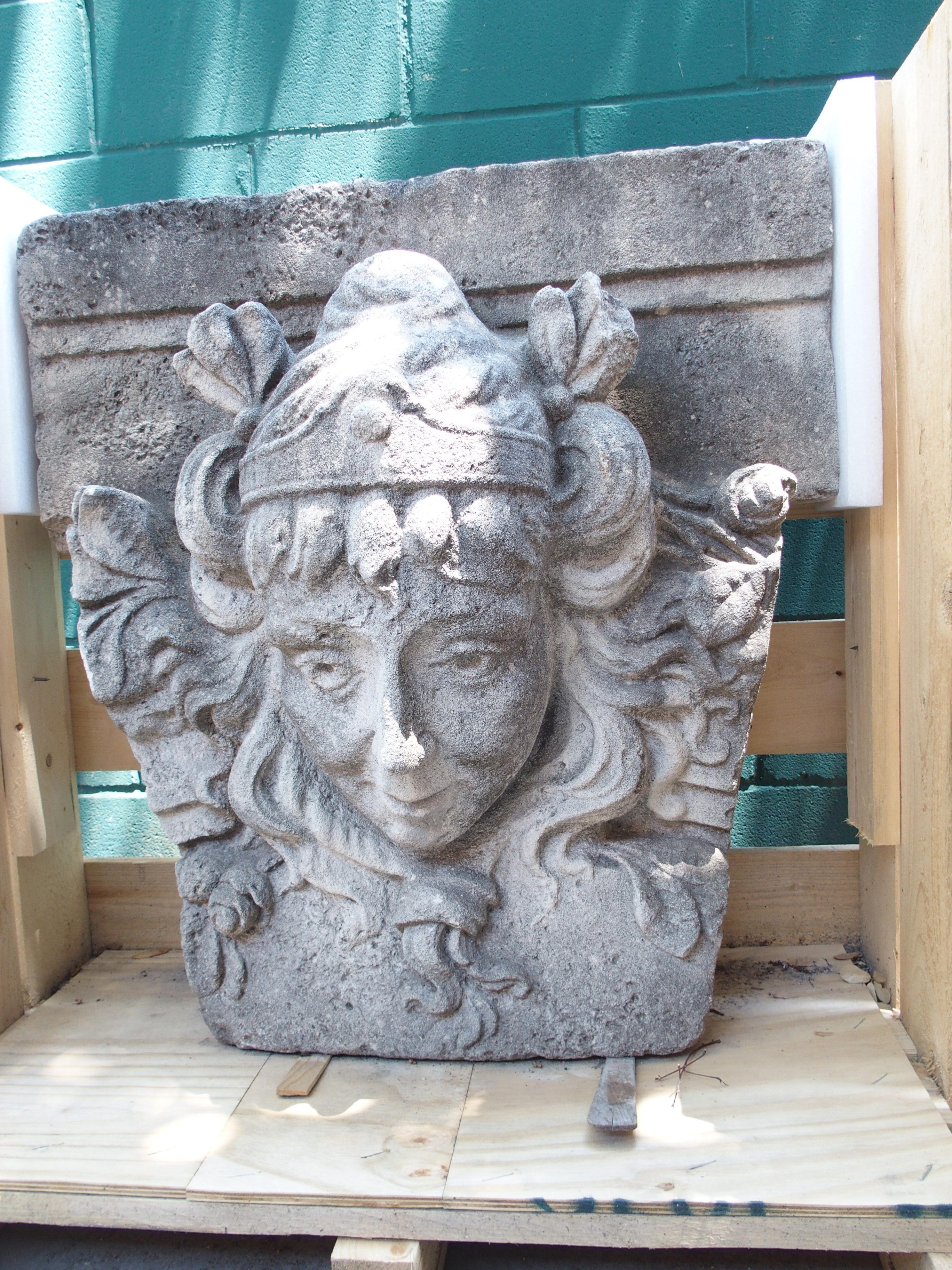 19th Century Antique French Carved Keystone Mascaron Building or Garden Ornament, Circa 1850 For Sale