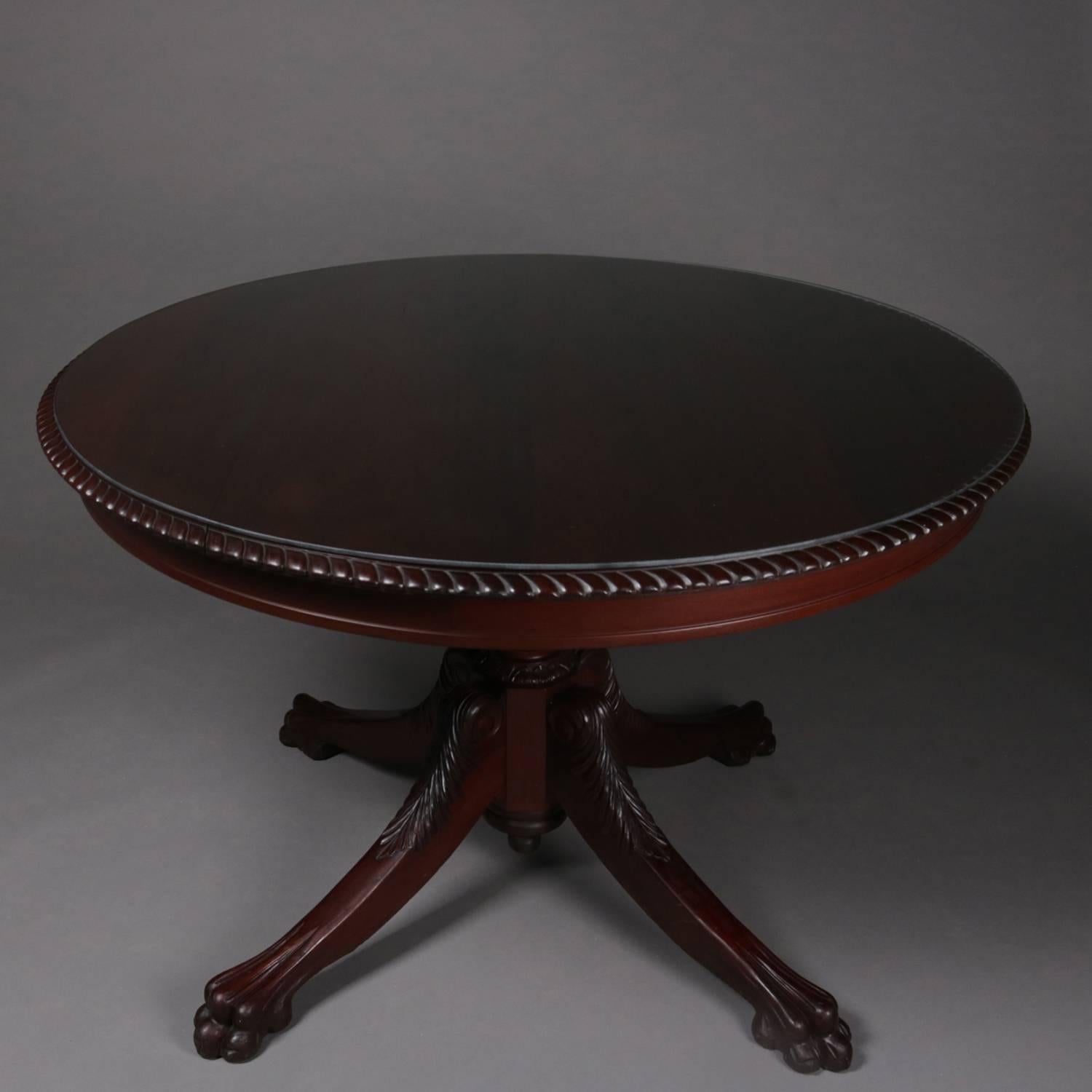 Antique French Carved Mahogany Acanthus & Paw Foot Glass Top Centre Table 1
