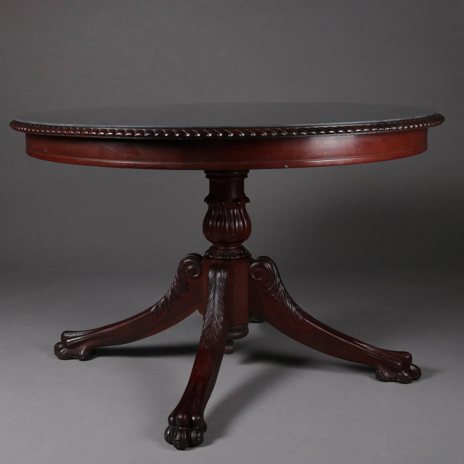 Antique French Carved Mahogany Acanthus & Paw Foot Glass Top Centre Table 5