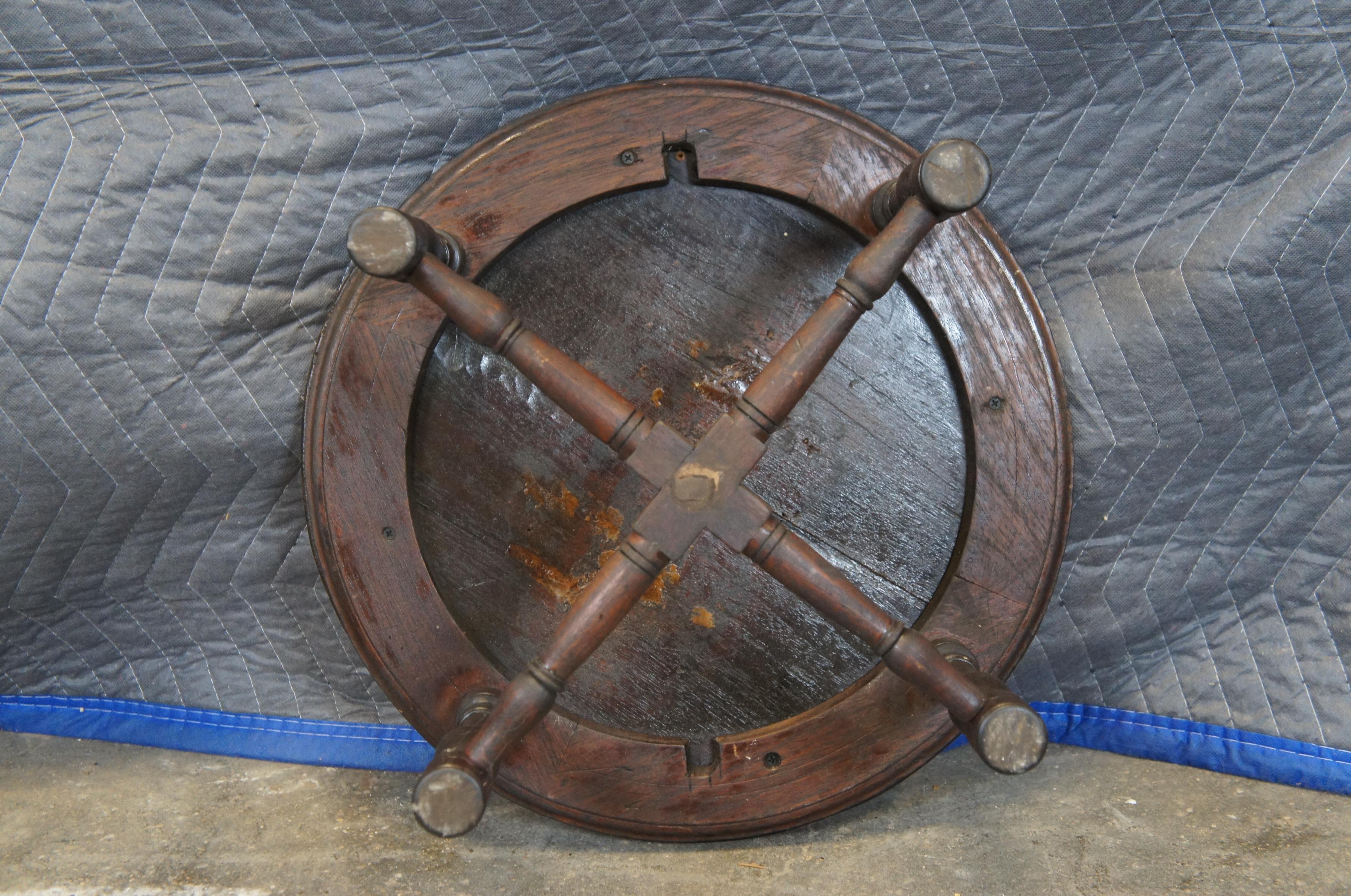 Antique French Carved Mahogany Cake Plate Trivet Pedestal Plant Stand 17