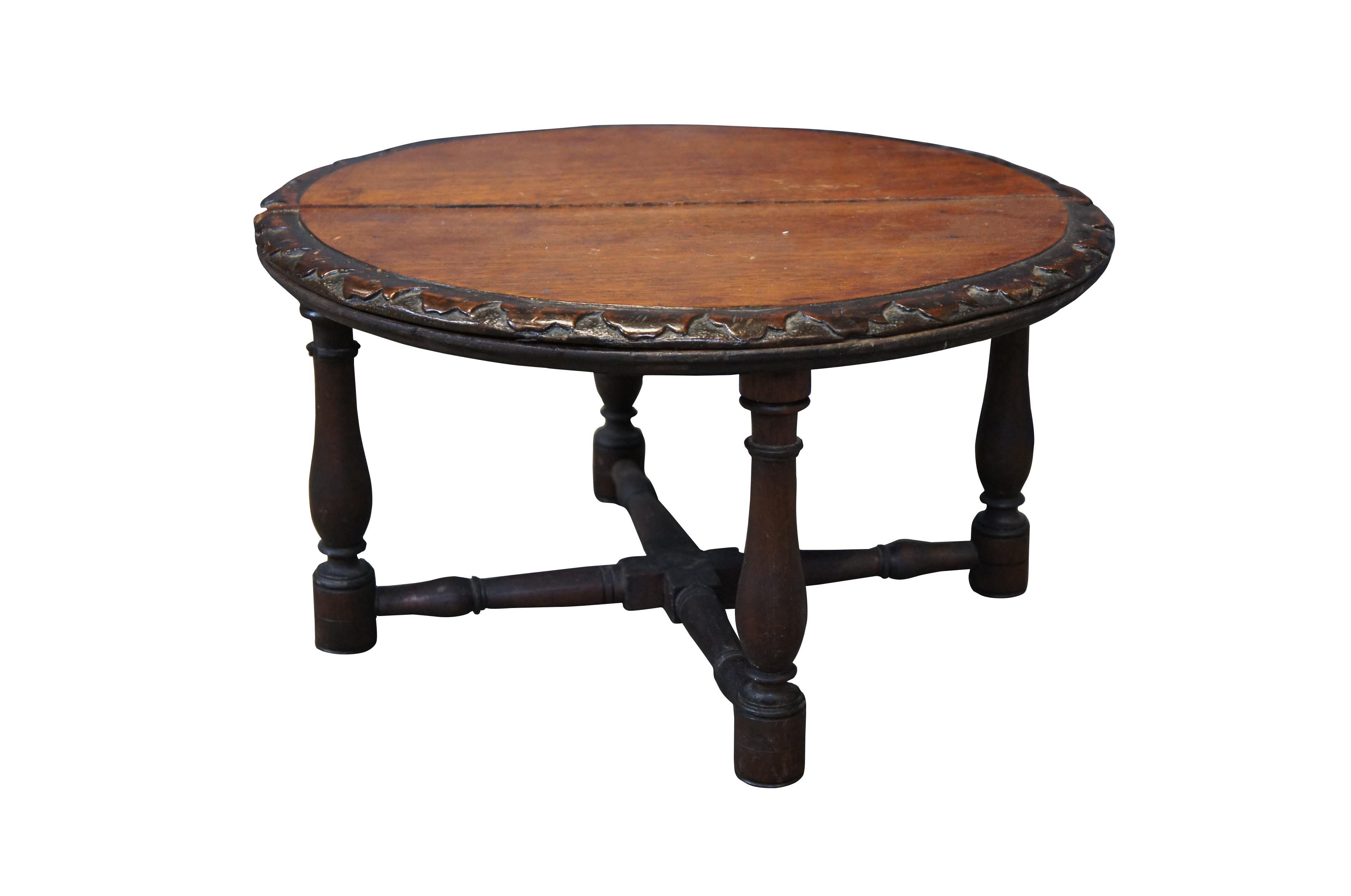 Antique French Carved Mahogany Cake Plate Trivet Pedestal Plant Stand 17