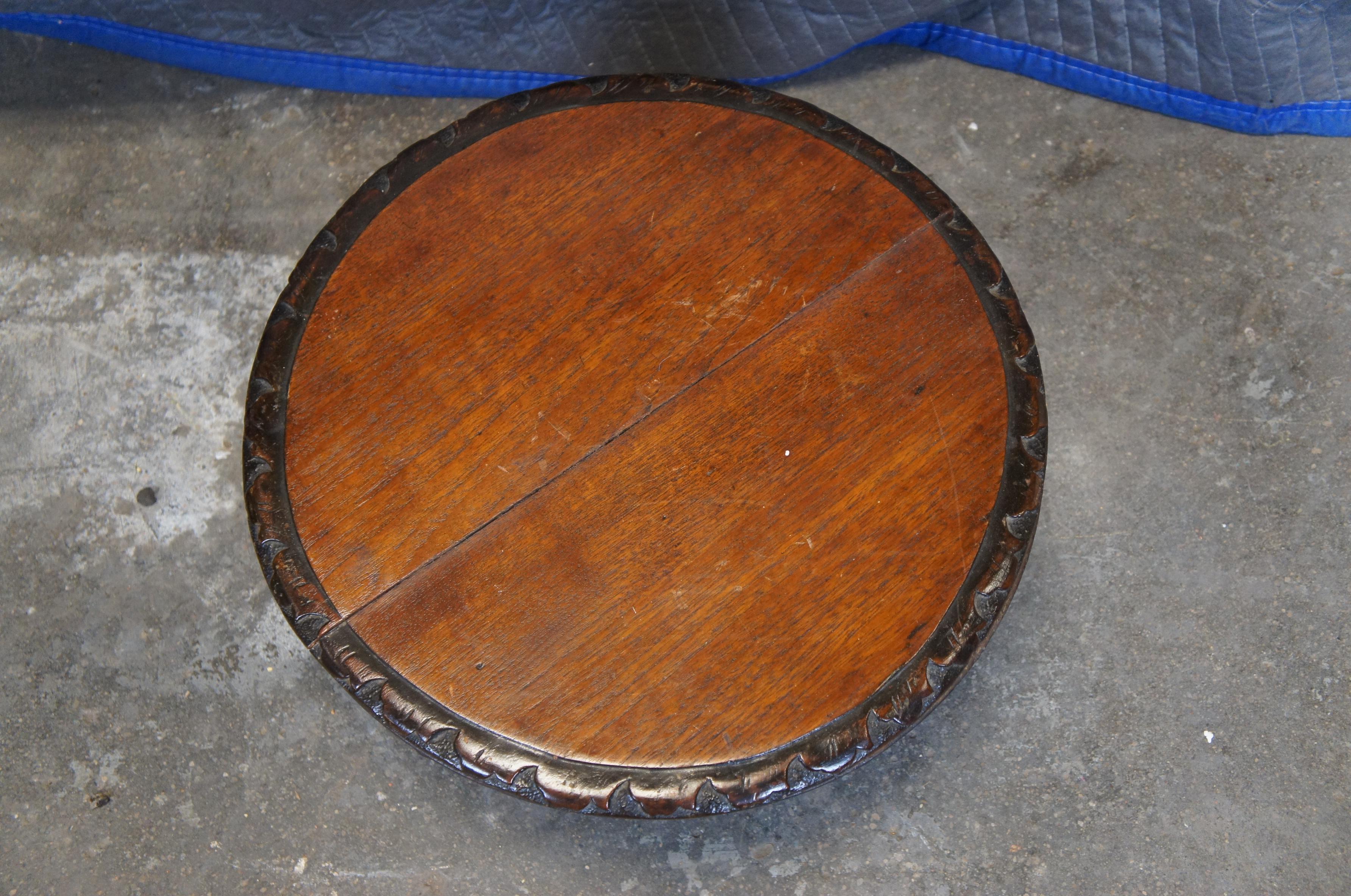 Antique French Carved Mahogany Cake Plate Trivet Pedestal Plant Stand 17
