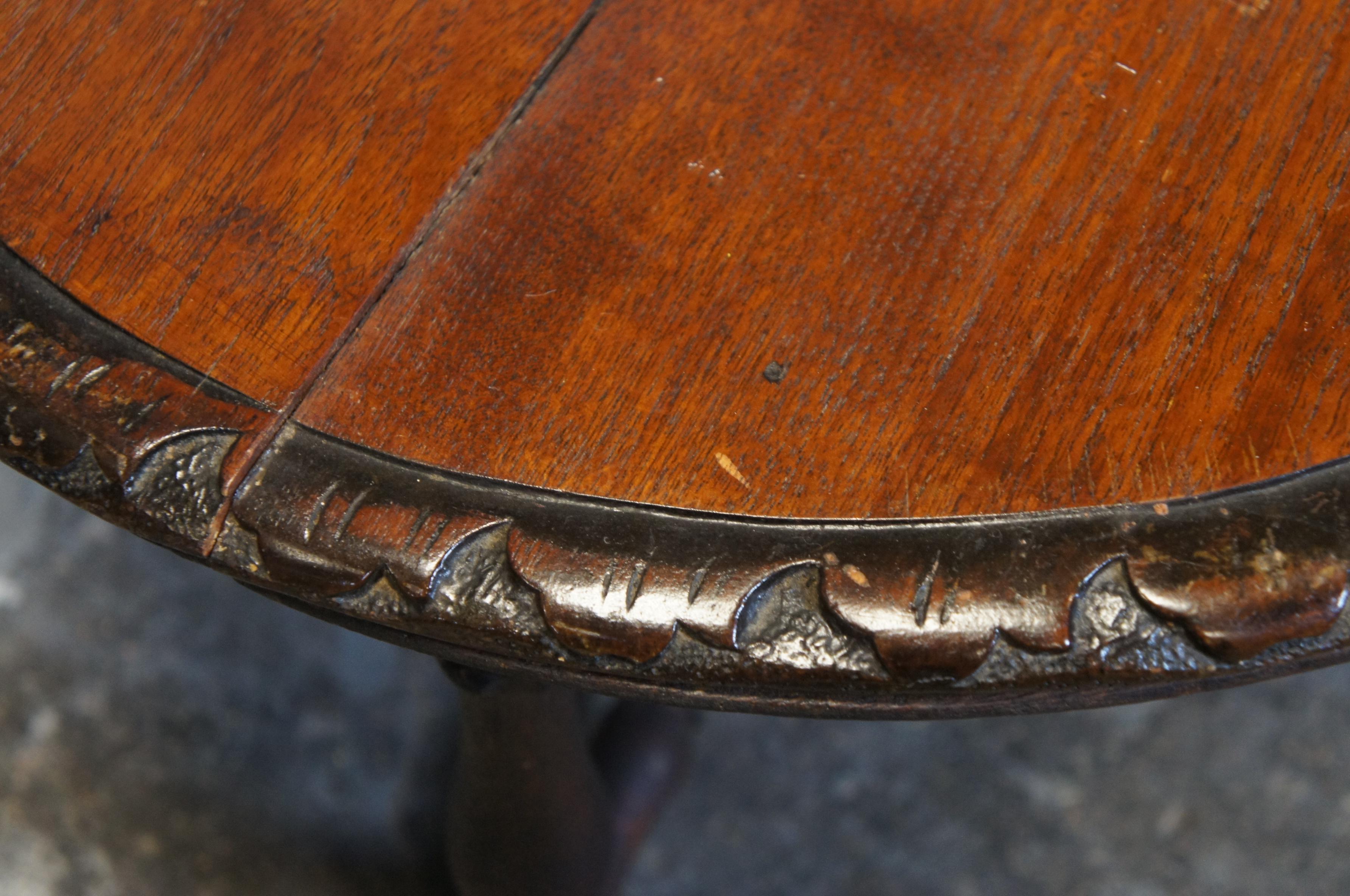 Antique French Carved Mahogany Cake Plate Trivet Pedestal Plant Stand 17