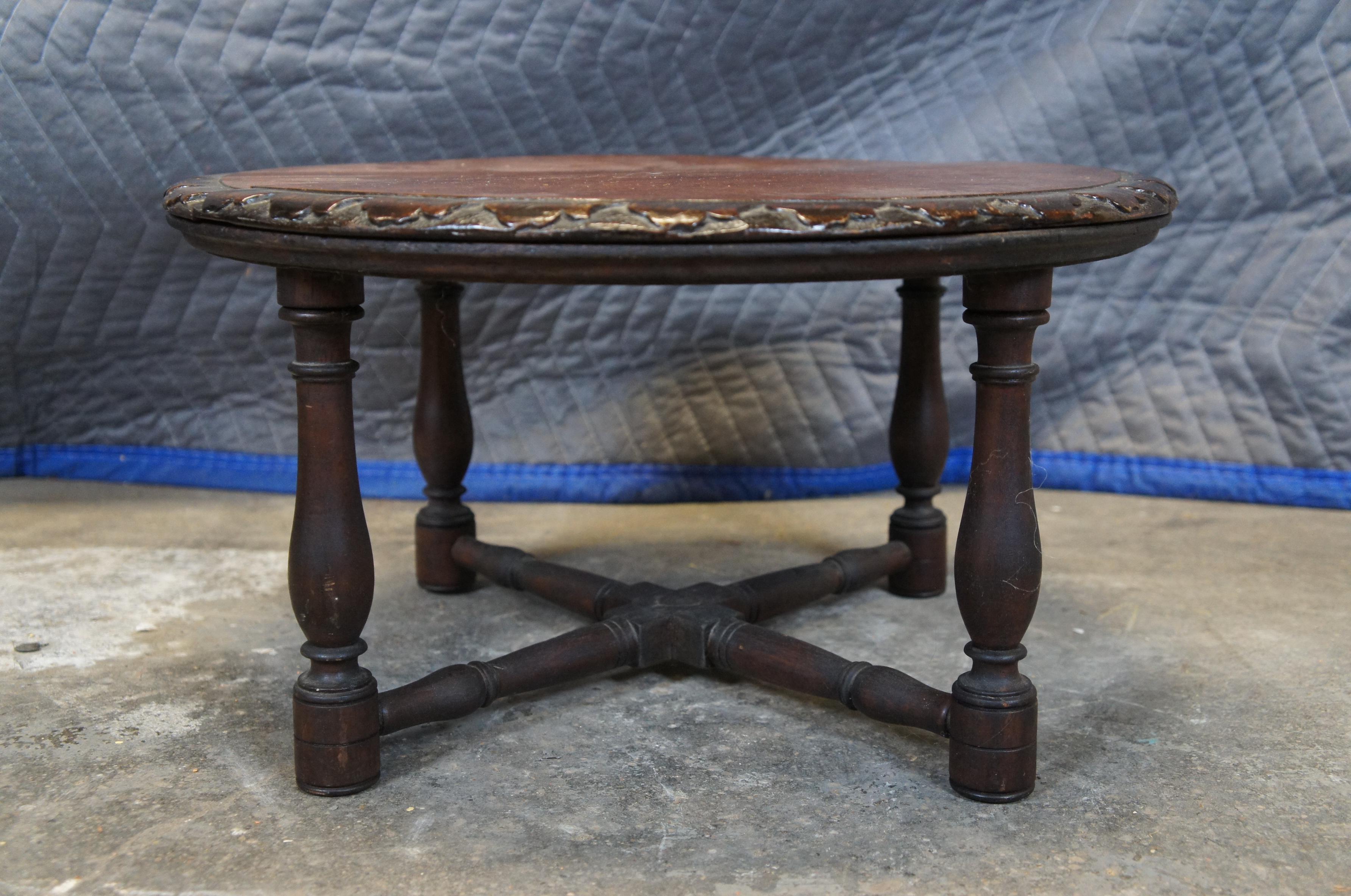 Antique French Carved Mahogany Cake Plate Trivet Pedestal Plant Stand 17