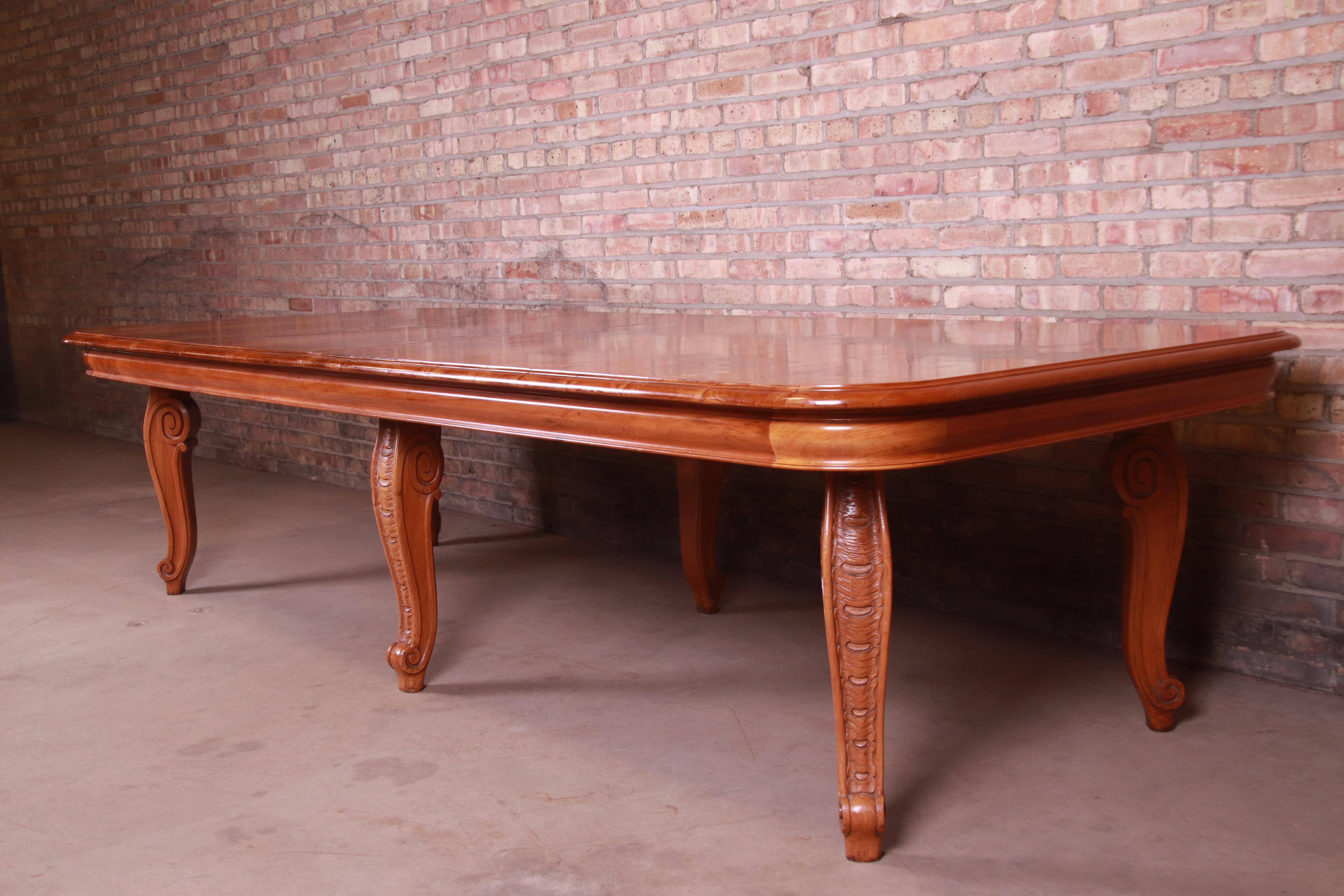 20th Century Antique French Carved Mahogany Dining Table with Cabriole Legs