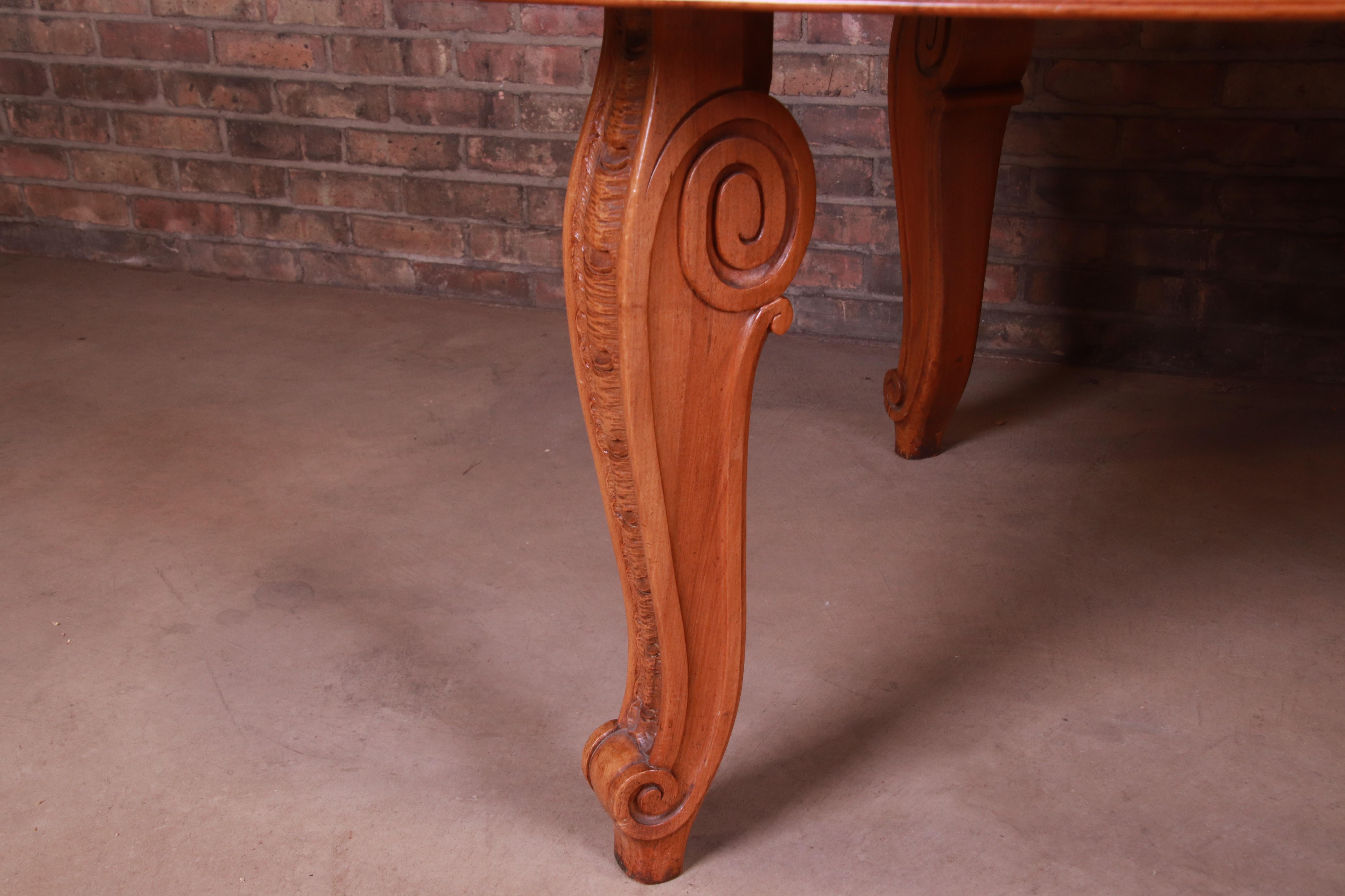 Antique French Carved Mahogany Dining Table with Cabriole Legs 2