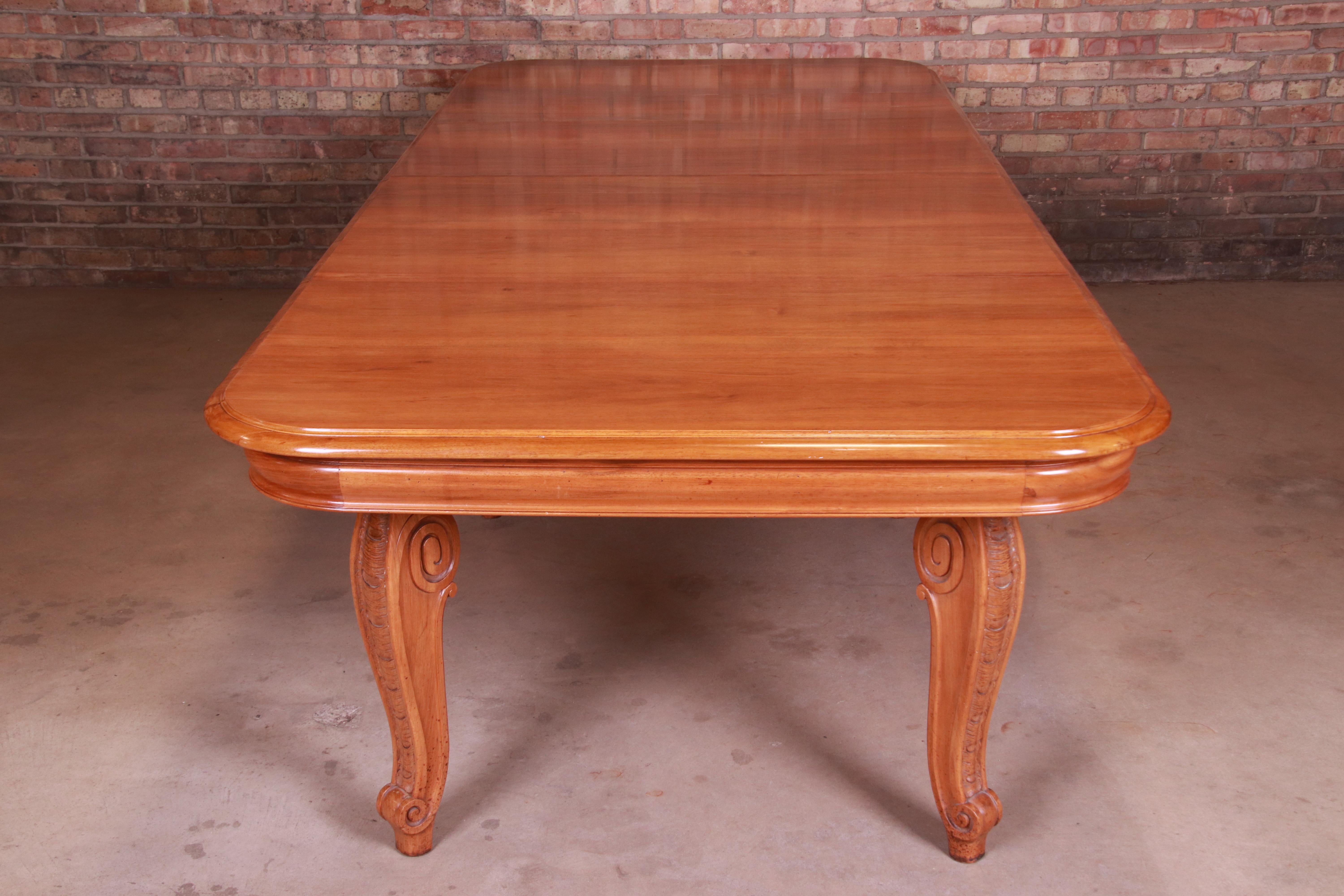 Antique French Carved Mahogany Dining Table with Cabriole Legs 4