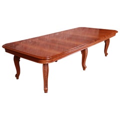 Antique French Carved Mahogany Dining Table with Cabriole Legs