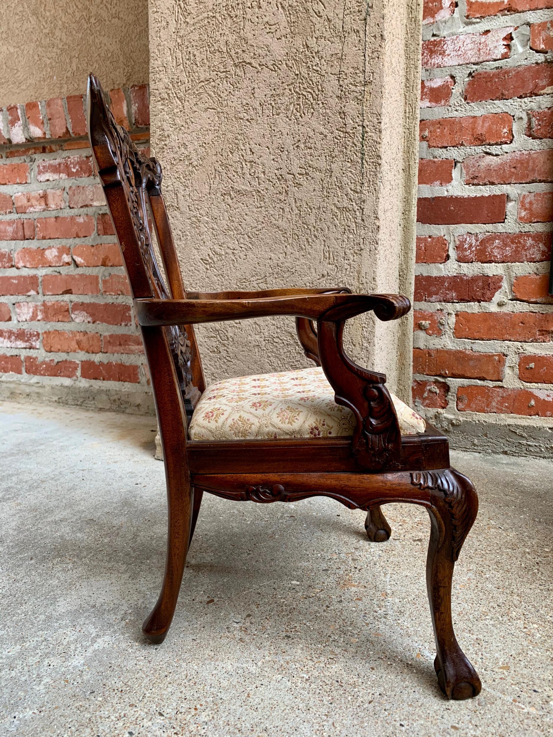 Antique French Carved Mahogany Doll Child’s Chair Louis XV Style PETITE 8