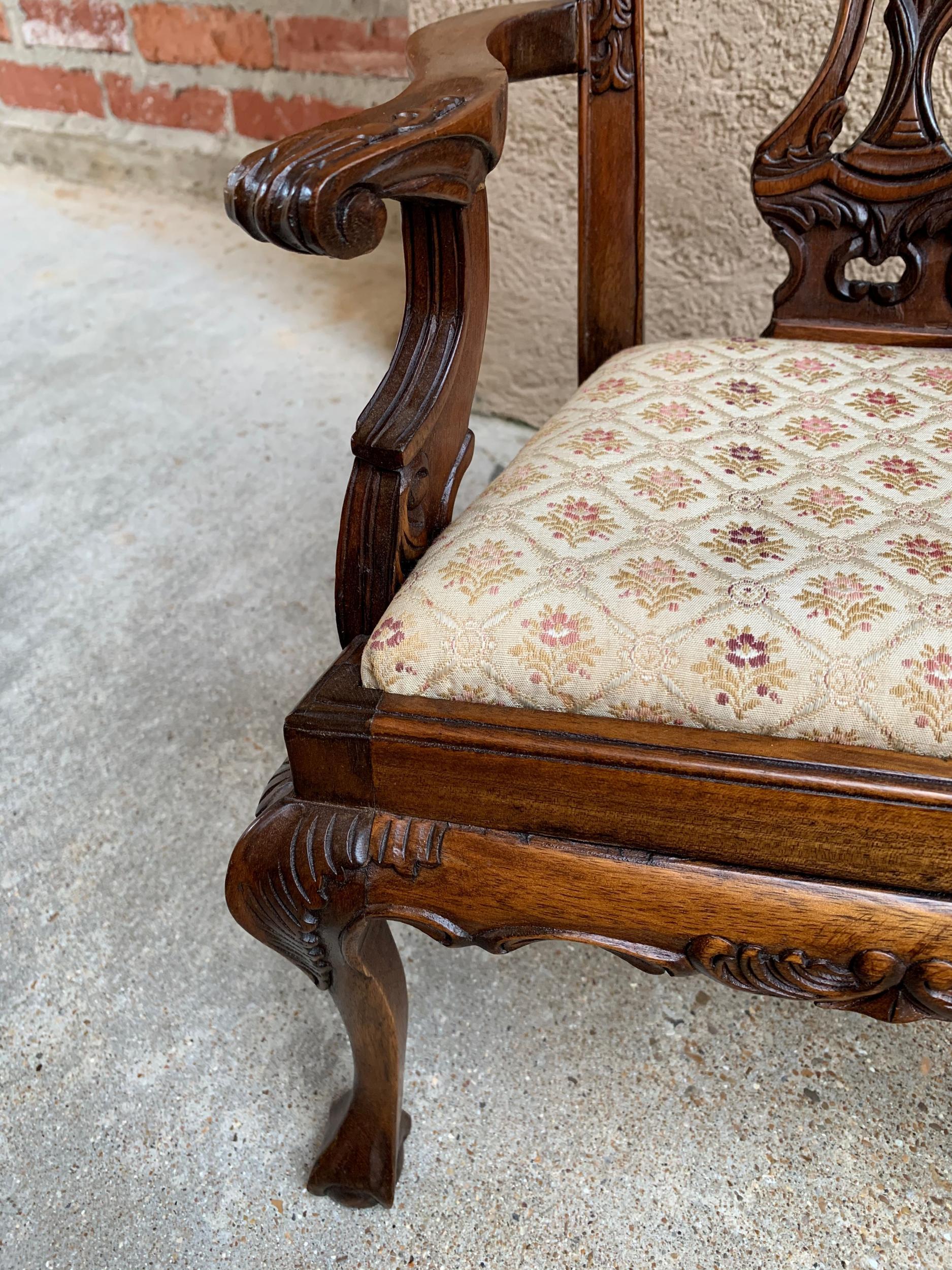 Antique French Carved Mahogany Doll Child’s Chair Louis XV Style PETITE 11