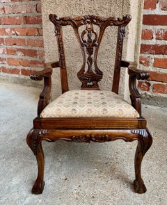 Antique French Carved Mahogany Doll Child’s Chair Louis XV Style PETITE