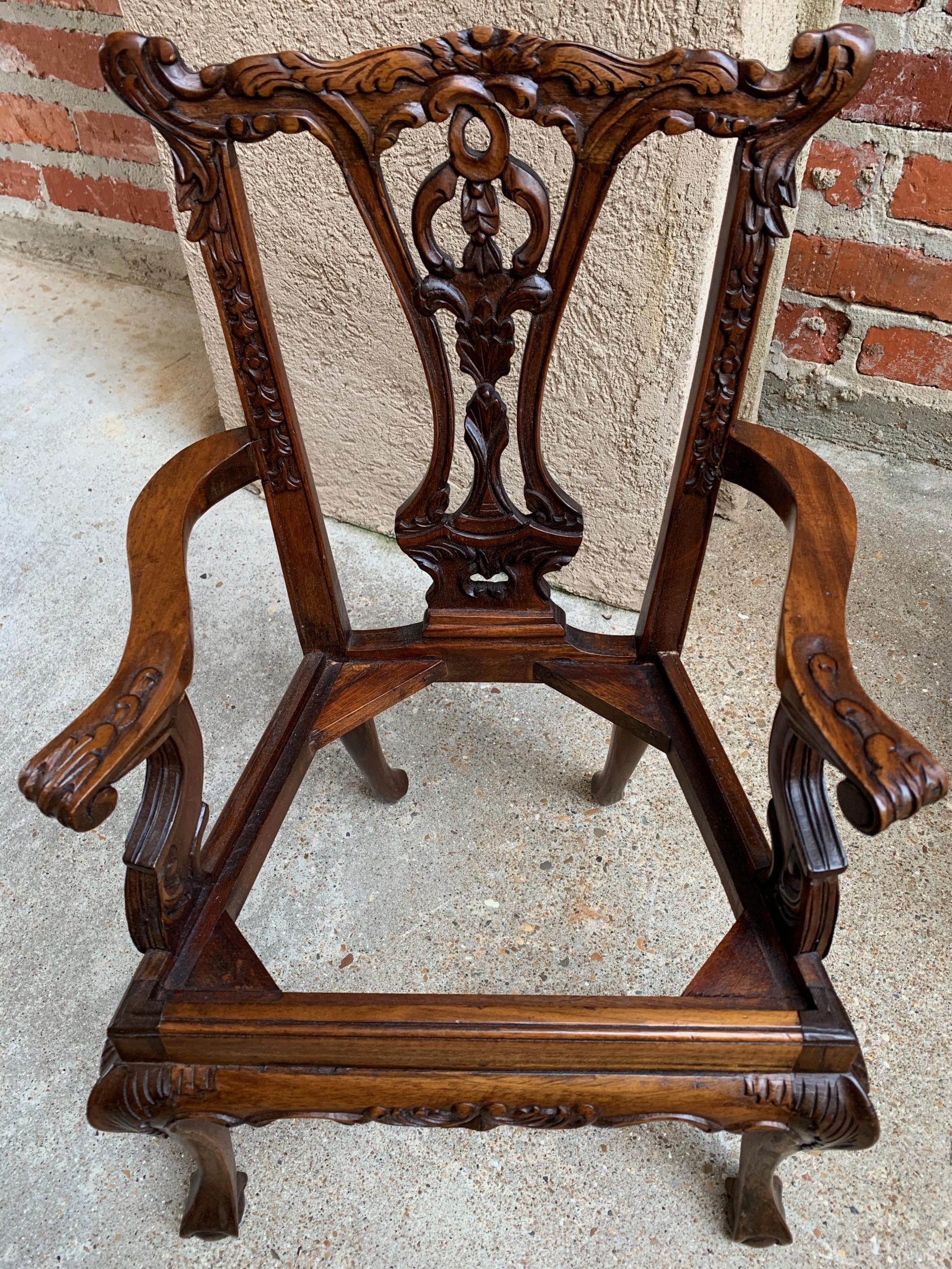Antique French Carved Mahogany Doll Child’s Chair Louis XV Style PETITE 12