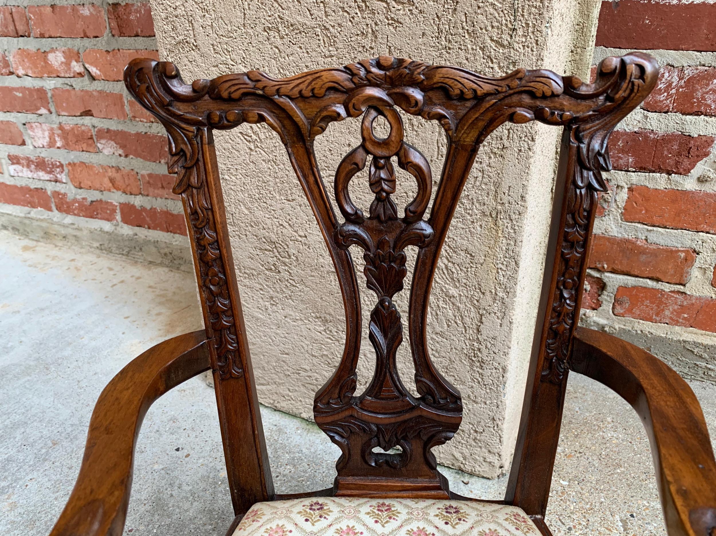 Antique French Carved Mahogany Doll Child’s Chair Louis XV Style PETITE In Good Condition In Shreveport, LA